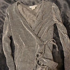 Stripped long sleeve dress top